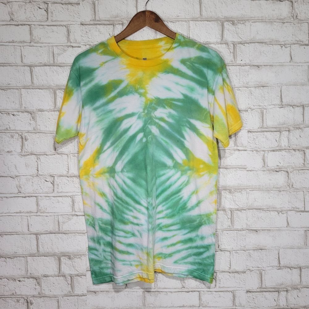 Vintage green and yellow tye-dye tee
